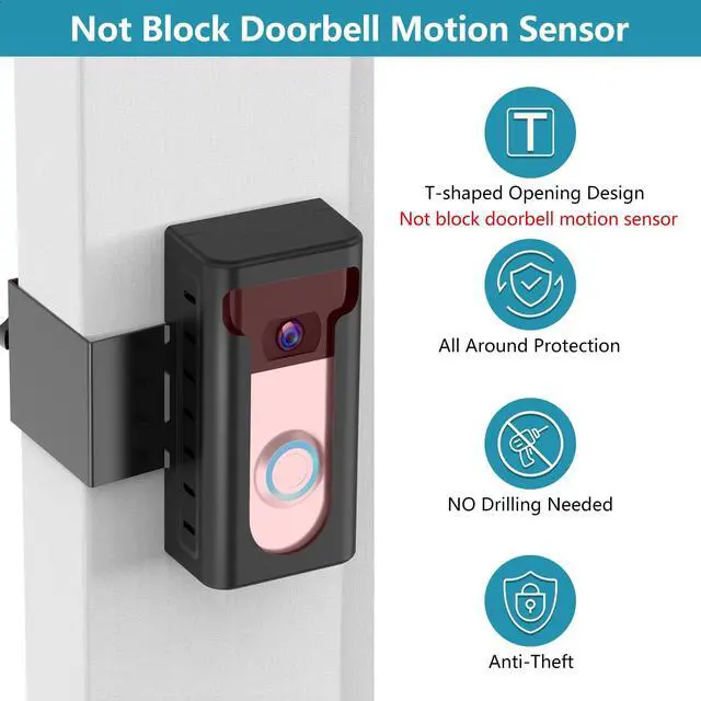 Alt view image 4 of 7 - 2024 Upgrade Anti-Theft Video Doorbell Mount, Not Block Doorbell Motion Sensor, Adjustable No-Drill Mounting Bracket Wedge Holder Accessories for Home Rentals Office, Not for Security Door