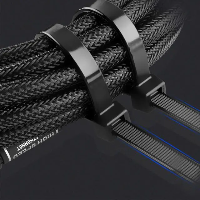Alt view image 2 of 7 - 100Pcs 8 Inch Heavy Duty Industrial Zip Toes 40lbs Tensile Strength Releasable Black Tie Wraps Reusable Zip Toes Tie Straps For Garden Plant Secure Vine, Home Office
