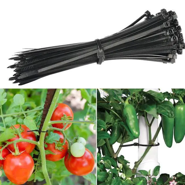 Alt view image 3 of 7 - 100Pcs 8 Inch Heavy Duty Industrial Zip Toes 40lbs Tensile Strength Releasable Black Tie Wraps Reusable Zip Toes Tie Straps For Garden Plant Secure Vine, Home Office