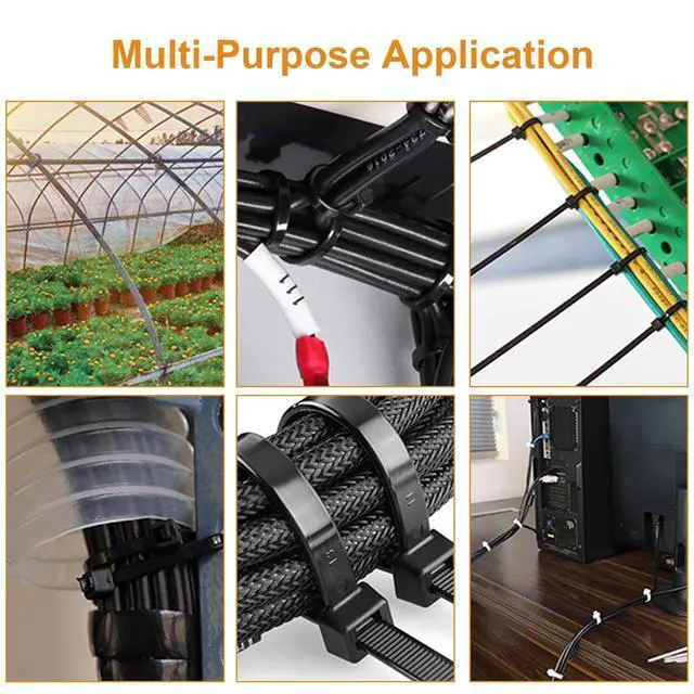 Alt view image 4 of 7 - 100Pcs 8 Inch Heavy Duty Industrial Zip Toes 40lbs Tensile Strength Releasable Black Tie Wraps Reusable Zip Toes Tie Straps For Garden Plant Secure Vine, Home Office