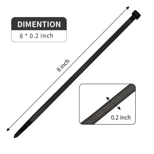 Alt view image 6 of 7 - 100Pcs 8 Inch Heavy Duty Industrial Zip Toes 40lbs Tensile Strength Releasable Black Tie Wraps Reusable Zip Toes Tie Straps For Garden Plant Secure Vine, Home Office