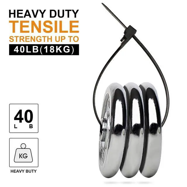 Alt view image 7 of 7 - 100Pcs 8 Inch Heavy Duty Industrial Zip Toes 40lbs Tensile Strength Releasable Black Tie Wraps Reusable Zip Toes Tie Straps For Garden Plant Secure Vine, Home Office