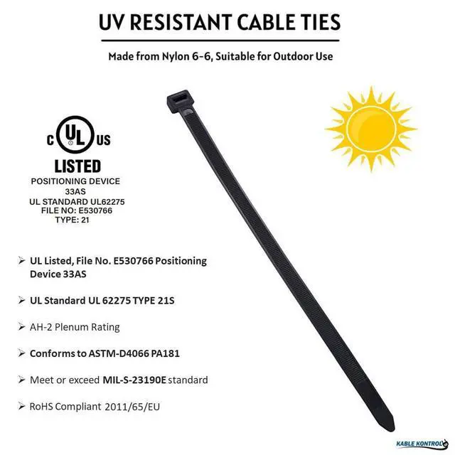 Alt view image 3 of 6 - Cable Zip Ties 100 Pcs 4 Inch Black, 18 Lbs Tensile Strength, Self-Locking UV Resistant Plastic Nylon Wire Ties, for Indoor or Outdoor Use