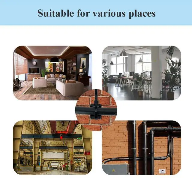 Alt view image 5 of 5 - Saddle Type Cable Zip Tie Mounts Base Kit with Screw Hole,Set Strong 6 Inch Nylon Cable Ties and Screws Each 100 PCS,Wire Clips Anchor Management Fastener for Baseborad,Wall or Desk,Black