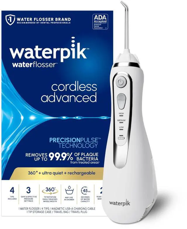 Main image of Cordless Advanced Portable Water Flosser, Rechargeable, White