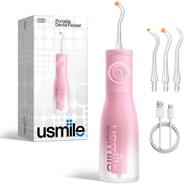 Main image of Cordless Water Flosser, 300ml Large Tank, 5 Pressure Levels Deep Clean, S-Shaped Nozzles for Braces & Sensitive Gums, USB-C Rechargeable, IPX7 Waterproof, Portable Travel & Home Use(Pink)
