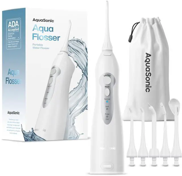 Main image of Aqua Flosser - Cordless Rechargeable Water Flosser for Teeth - Waterproof, Portable Oral Irrigator for Dental Cleaning with 5 Jet Tips Braces Home Travel