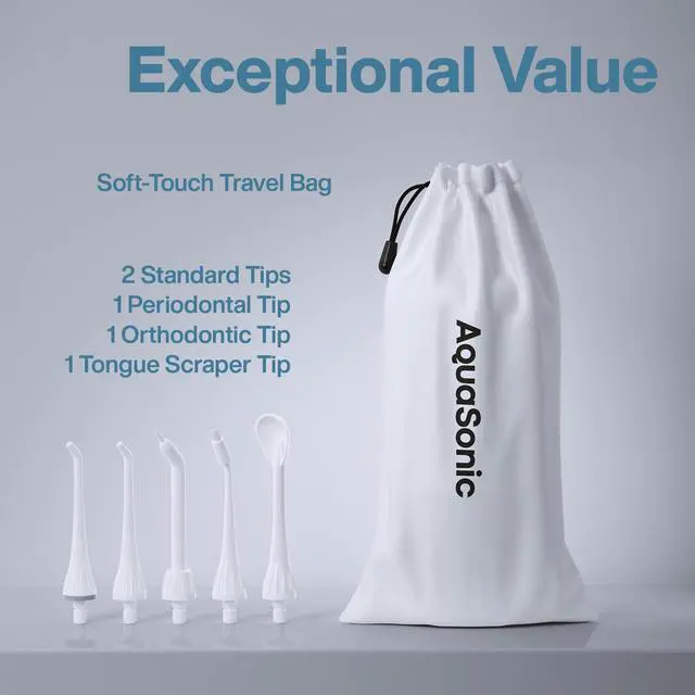 Alt view image 5 of 7 - Aqua Flosser - Cordless Rechargeable Water Flosser for Teeth - Waterproof, Portable Oral Irrigator for Dental Cleaning with 5 Jet Tips Braces Home Travel