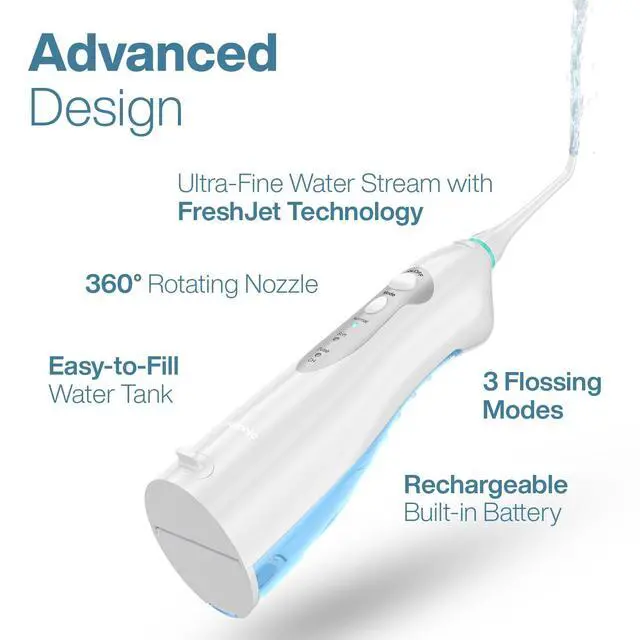 Alt view image 6 of 7 - Aqua Flosser - Cordless Rechargeable Water Flosser for Teeth - Waterproof, Portable Oral Irrigator for Dental Cleaning with 5 Jet Tips Braces Home Travel
