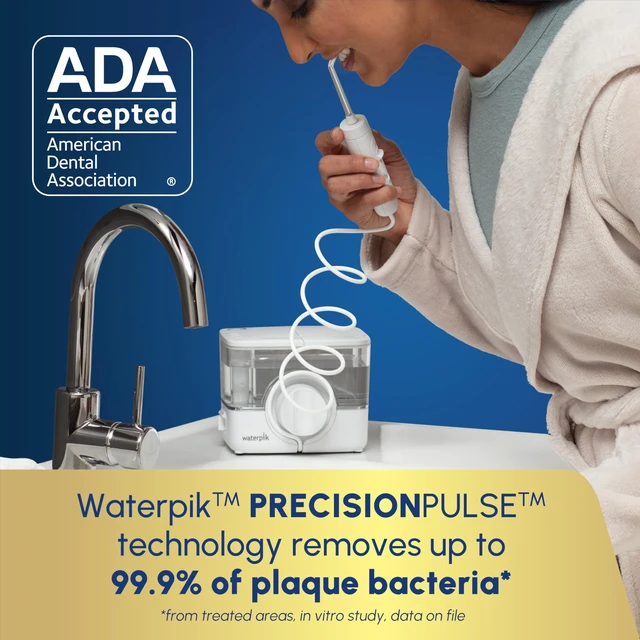Alt view image 3 of 7 - ION Rechargeable Water Flosser with 10 Settings, 7 Tips, White | Portable Cordless Countertop for at Home Daily Gum Health, Dental Braces, Implants, ADA Accepted, WF-12 Packaging May Vary
