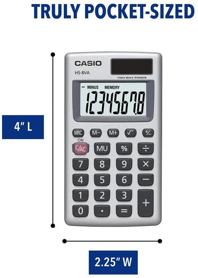 Alt view image 5 of 5 - Mini 6-Function Calculator | Large 8-Digit LCD Display | Solar Powered with Battery Backup | Standard Function | Portable Pocket Size