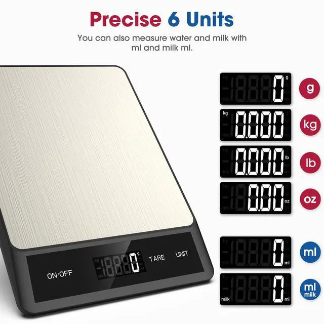 Alt view image 3 of 7 - Food Scale, Digital Kitchen Scale with 6 Units Tare Function