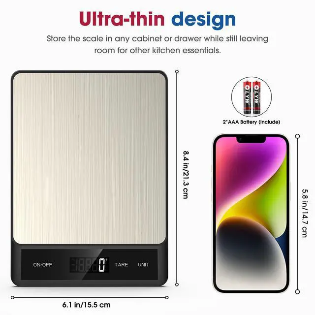 Alt view image 5 of 7 - Food Scale, Digital Kitchen Scale with 6 Units Tare Function