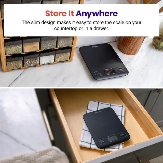 Alt view image 6 of 6 - Food Kitchen Scale, Digital Mechanical Weighing Scale,Grams and Ounces for Weight Loss, Baking, Cooking, Keto and Meal Prep,Packages, Liquids, Jewelry, LCD Display, Medium, Black