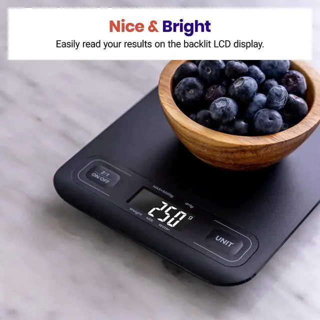 Alt view image 5 of 6 - Food Kitchen Scale, Digital Mechanical Weighing Scale,Grams and Ounces for Weight Loss, Baking, Cooking, Keto and Meal Prep,Packages, Liquids, Jewelry, LCD Display, Medium, Black