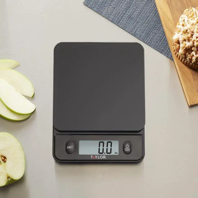 Alt view image 2 of 7 - Glass Top Food Scale with Touch Controls, 11 lb Capacity, Sleek Black Design for Precision Food Measurement in Grams and Ounces