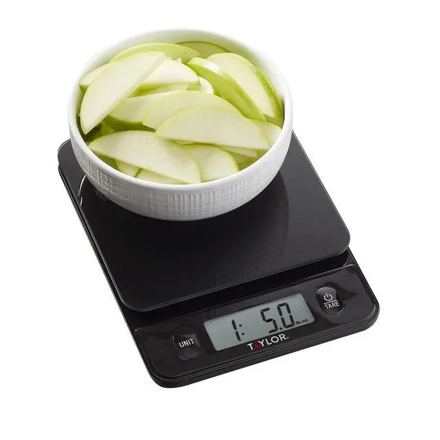Alt view image 4 of 7 - Glass Top Food Scale with Touch Controls, 11 lb Capacity, Sleek Black Design for Precision Food Measurement in Grams and Ounces