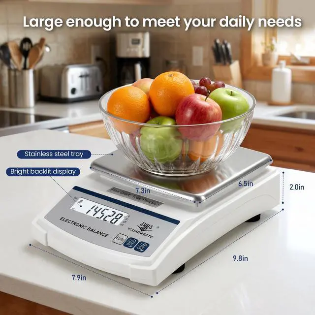 Alt view image 3 of 7 - Digital Kitchen Scale 5000g×0.1g, Gram Scale for Food, Baking & Coffee