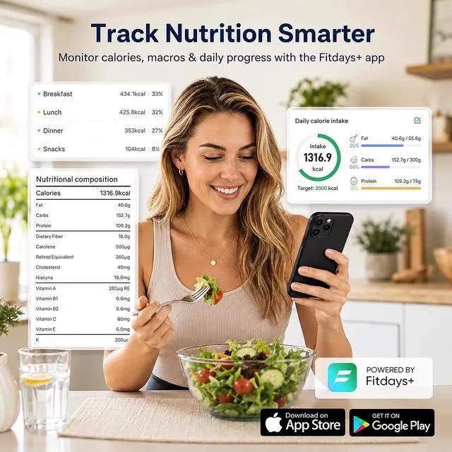 Alt view image 5 of 5 - Smart Food Scale with Nutritional Calculator, Bluetooth App for Calorie & Macro Tracking, 24 Nutrients, 11lb/1g Stainless Steel Kitchen Scale