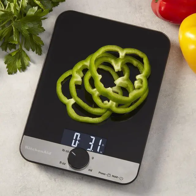 Alt view image 3 of 5 - Glass Surface 11 Pound Capacity Digital Kitchen and Food Scale, Scale for Food Ounces and Grams, Dry and Liquid Ingredients, Black