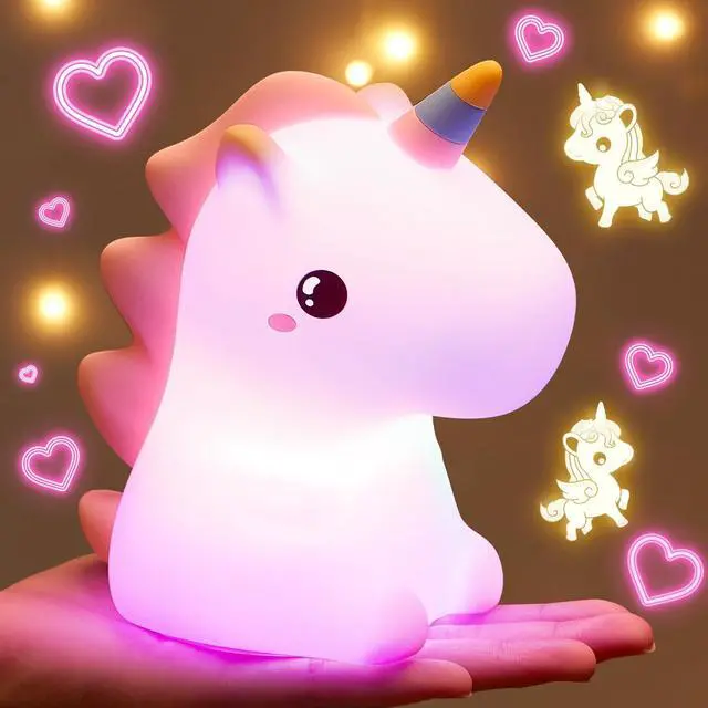 Main image of Unicorn Toys, Night Light for Kids Night Light,16 Colors+Silicone+Dimmable+12 Hours Use Nightlight for Kids Room,Unicorn Toys for Girls Age 4-6, Valentines Day Gifts for Kids, Baby, Toddlers, Adults