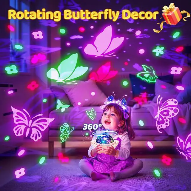 Alt view image 5 of 6 - Girls Toys for Girl Gifts, 6 Films Light Projector Unicorn Toys for Girls Age 4-6, Rechargeable Night Lights for Bedroom, 360° Rotating Decor Mermaid Gifts Princess Baby Toddler Toys