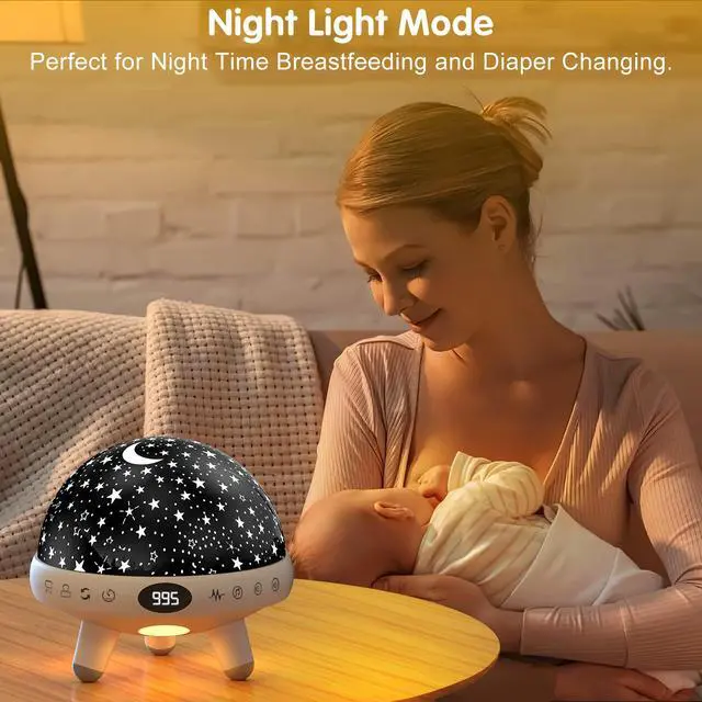 Alt view image 4 of 6 - Kids Sound Machine with Night Light Projector,29 Soothing Sounds Baby Night Light Star Projector for Kids Room,White Noise Machine for Baby Sleeping Soother,Nursery Lamp,Bedroom Decor