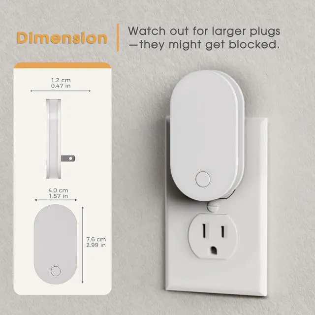 Alt view image 5 of 6 - Plug in Night Light, RGB Night Lights Plug into Wall with Foldable Plug 2 Pack, Dusk to Dawn Light Sensor Nightlight with Multi Lighting Modes, Color Changing Night Light for Bedroom Hallway