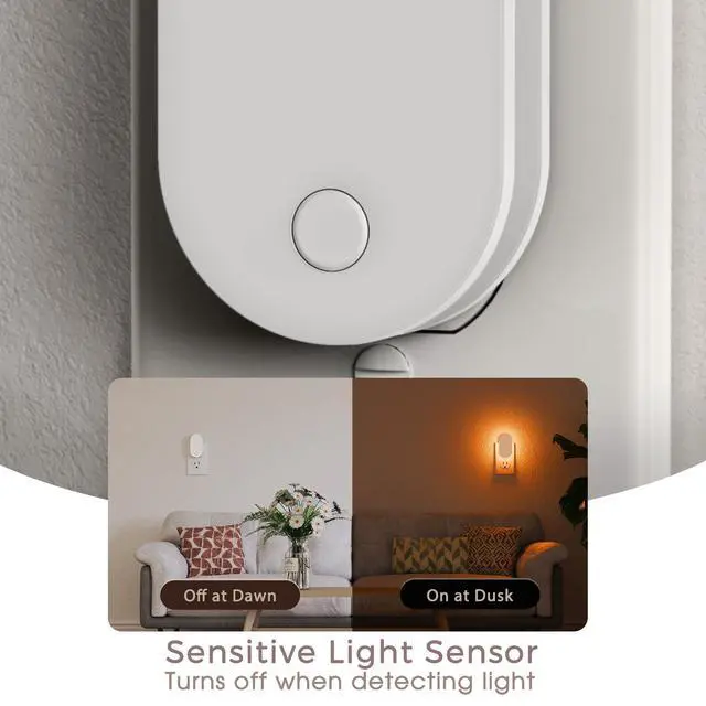 Alt view image 6 of 6 - Plug in Night Light, RGB Night Lights Plug into Wall with Foldable Plug 2 Pack, Dusk to Dawn Light Sensor Nightlight with Multi Lighting Modes, Color Changing Night Light for Bedroom Hallway