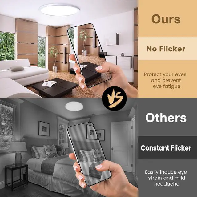 Alt view image 4 of 7 - Super Slim 3200LM 12Inch LED Ceiling Lights Flush Mount, Dimmable 3000K 4500K 6000K CCT, Low Profile Surface Mount Light Fixtures, 24W Thin Flat LED Panel Lights for Bedroom Bathroom Kitchen, 2 Packs