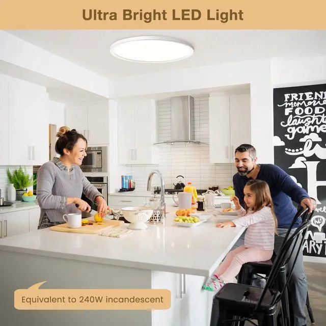 Alt view image 6 of 7 - Super Slim 3200LM 12Inch LED Ceiling Lights Flush Mount, Dimmable 3000K 4500K 6000K CCT, Low Profile Surface Mount Light Fixtures, 24W Thin Flat LED Panel Lights for Bedroom Bathroom Kitchen, 2 Packs