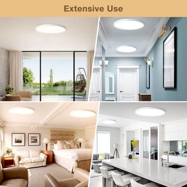 Alt view image 7 of 7 - Super Slim 3200LM 12Inch LED Ceiling Lights Flush Mount, Dimmable 3000K 4500K 6000K CCT, Low Profile Surface Mount Light Fixtures, 24W Thin Flat LED Panel Lights for Bedroom Bathroom Kitchen, 2 Packs