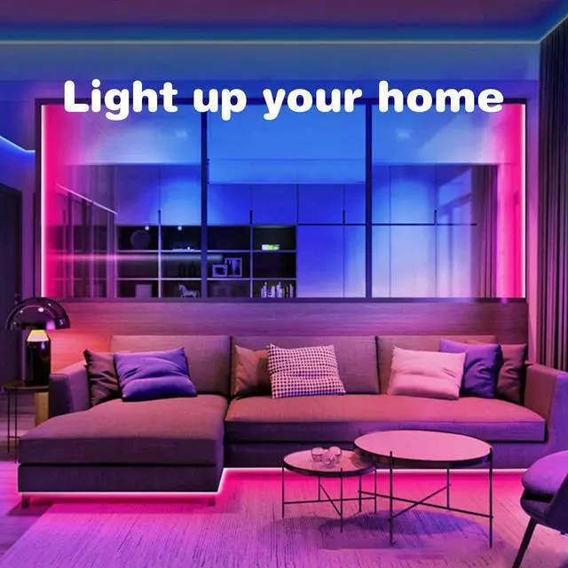 Alt view image 6 of 7 - 200ft (2 Rolls of 100 ft) Led Strip Lights RGB Music Sync Color Changing Bluetooth Led Lights with Smart App Control Remote Led Lights for Bedroom Room Lighting Flexible Home Décor