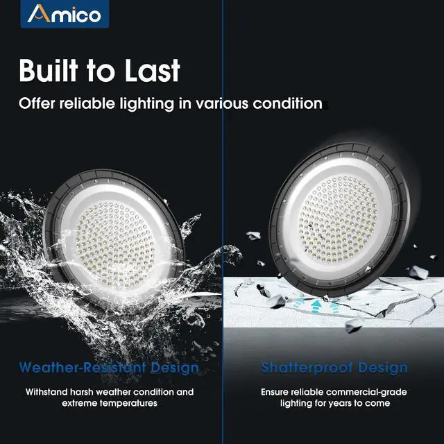 Alt view image 5 of 7 - 200W 10 Pack UFO LED High Bay Light 28,000lm 5000K LED High Bay Lights with UL Listed US Hook 5' Cable Alternative to 650W MH/HPS for Gym Factory Barn Warehouse