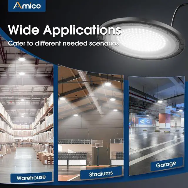 Alt view image 7 of 7 - 200W 10 Pack UFO LED High Bay Light 28,000lm 5000K LED High Bay Lights with UL Listed US Hook 5' Cable Alternative to 650W MH/HPS for Gym Factory Barn Warehouse
