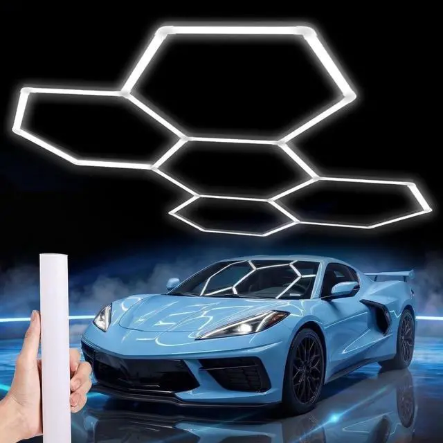 Main image of Hexagon 5000K LED Garage Lights: 25 Pack Updated 1.31-inch Wider Size,26300LM Super Bright Hex Lighting Ceiling LED Shop Light for Garage, Car Detailing, Workshop, Warehouse, Gym, Basement