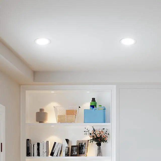 Alt view image 2 of 7 - 12 Pack 4 Inch 5CCT Ultra-Thin LED Recessed Dimmable Can/Ceiling Light with Junction Box, 2700K/3000K/3500K/4000K/5000K Selectable, 11W Eqv 70W, 800LM High Brightness Wafer Downlight - ETL&FCC