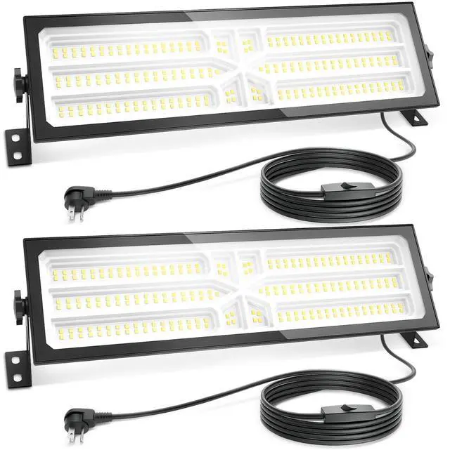 Main image of 2 Pack Linkable LED Shop Lights, 100W 15000LM Plug in Garage Light