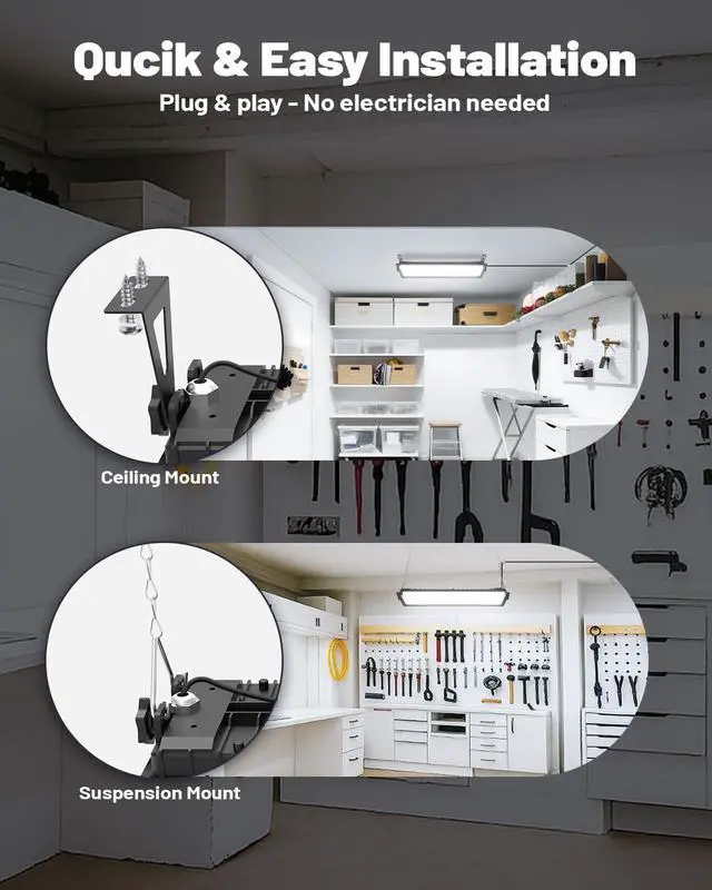 Alt view image 4 of 7 - 2 Pack Linkable LED Shop Lights, 100W 15000LM Plug in Garage Light