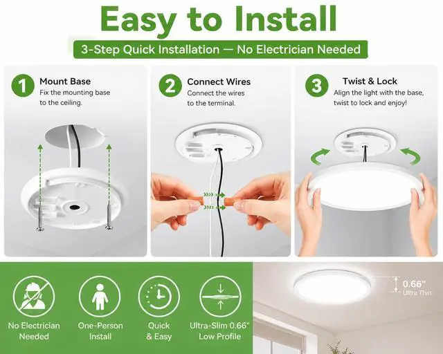 Alt view image 3 of 7 - 6Pack 12-Inch LED Flush Mount Ceiling Lights, 24W 3200Lumens 5 CCT Adjustable (3000K-6500K), Round Bright Light Fixture for Bedroom Kitchen Bathroom Hallway Closet(White)