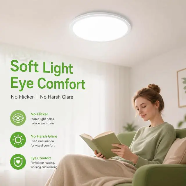 Alt view image 4 of 7 - 6Pack 12-Inch LED Flush Mount Ceiling Lights, 24W 3200Lumens 5 CCT Adjustable (3000K-6500K), Round Bright Light Fixture for Bedroom Kitchen Bathroom Hallway Closet(White)