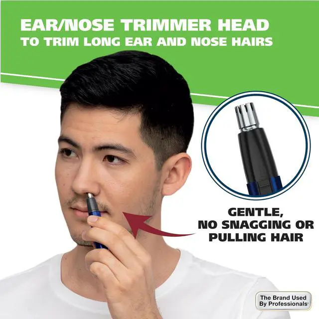 Alt view image 4 of 7 - Lithium 2 in 1 Battery Pen Detail Touch Up Trimmer for Nose, Ear, Neckline, Eyebrow, & Other Detailing - Blue - by The Brand by Professionals - Model 5643-200