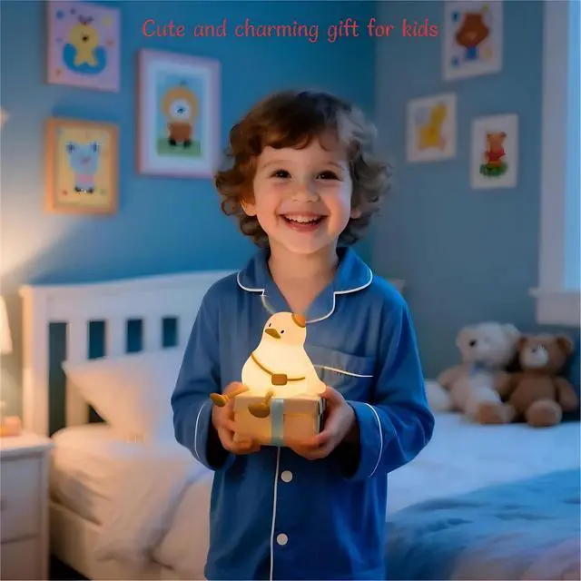 Alt view image 6 of 7 - Duck Night Light for Kids,Touch Dimmable,Rechargeable Portable and Squishy Silicone Led Nightlight,Kawaii Gift,Nursery,Toddler,Breastfeeding,Kids Bedroom Decor,Cute Baby Timing Bedside Lamp,Birthday