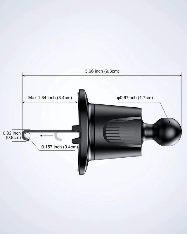 Alt view image 7 of 7 - Firm-hold Air Vent Car Phone Holder for iPhone,Rotatable Universal Phone Mount with Adjustable Wide Clamp Metal Hook,Anti-vibration,Single-press Release,Heat-resistant,(Upgrade Hook Clip Never Shake)