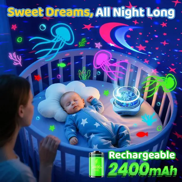 Alt view image 4 of 7 - Night Light for Kids Toys,6 Films+78 Lighting Modes Star Projector,Rechargeable Night Light Projector,360°Rotion Star Lights for Bedroom Decor,Birthday Gifts for Kids Baby Sensory Toys Autism