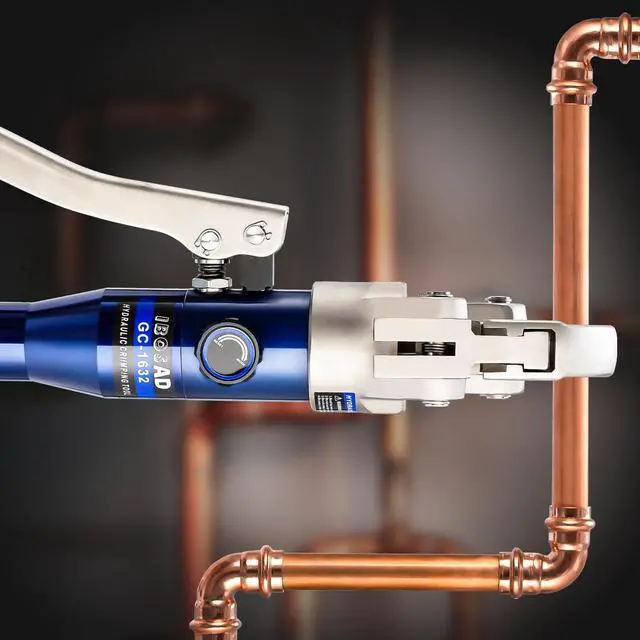 Alt view image 5 of 6 - Copper Tube Fittings Hydraulic Pipe Crimping Tool with 1/2",3/4" and 1" Jaw Copper Pipe Press Crimper Pressing Pliers, with Pipe Cutter