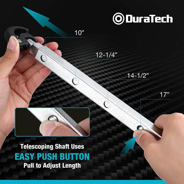 Alt view image 4 of 7 - Telescoping Basin Wrench, Sink Wrench, Adjustable 3/8'' to 1-1/4'' Capacity Jaw with 10" to 17" Extendable Handle, for Tight Space