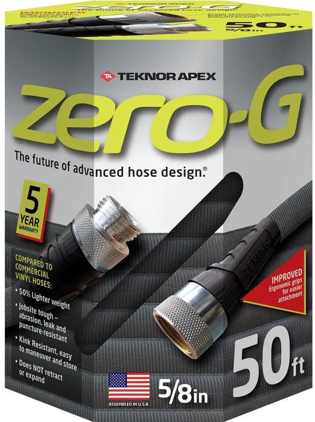 Main image of zero-G 4001-50 Lightweight, Ultra Flexible, Durable, Kink-Free Garden Hose, 5/8-Inch by 50-Feet,Black