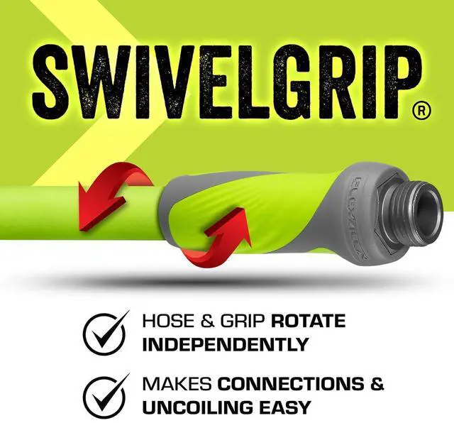 Alt view image 4 of 7 - Garden Hose with SwivelGrip, 5/8 in. x 25 ft., Lightweight All-Weather Water Hose, Durable and Flexible, Leak-Free Connections