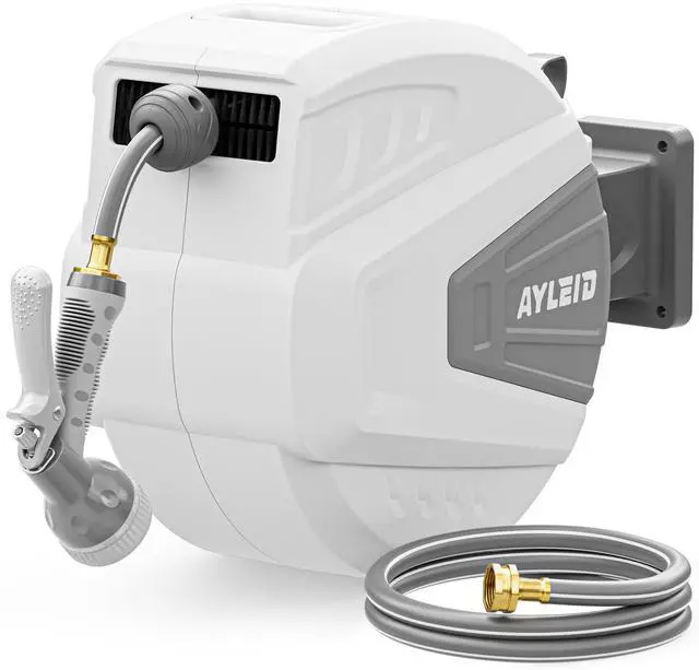 Main image of Retractable Rubber Hybrid Garden Hose Reel, 1/2"x100ft Wall Mount